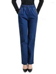 Women's Jeans Blue High Waist Slim Elastic Loose Mom's 2024 Spring Autumn Fashion Casual Long Pants Low Price On Sale