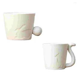 Candle Holders 2Pcs Water Cup Ceramic Mug Coffee Drinking For Cafe Kitchen Home Tearoom