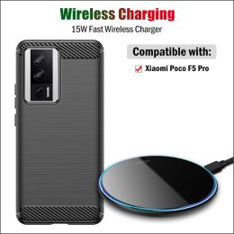 Chargers 15W Fast Qi Wireless Charger for Xiaomi Poco F5 Pro Wireless Charging Pad with USB Cable Gift Case for POCO F5 Pro