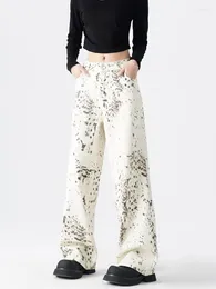Women's Jeans 2024 Baggy Wide Leg Women High Waisted Retro Leopard Print Straight Y2k Casual Streetwear Denim Trousers