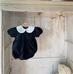 One-Pieces Newborn Clothing Fashion Solid Color Puff Sleeve Jumpsuit Infant Girls Cute Peter Pan Collar Onepiece Bodysuit 02Y 2022 New