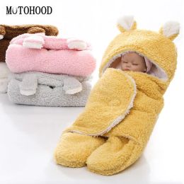 sets MOTOHOOD Winter Baby Boys Girls Fleece Velvet Blanket Wrap Double Layer For Newborns Baby Bedding Blanket Winter Infant Quilt