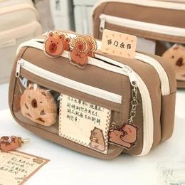 Cute Fabric Pencil Case Kawaii Large Capacity Animal Zipper Kids Bag Children'S Boys' Pen Pouch Girl School Supplies Good