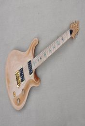 Factory Custom Natural wood color Electric Guitar With Sculpted drumhead TopFlame Maple NeckMaple TopHH PickupsCan be customiz9111767