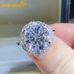 Cluster Rings SACE GEMS GRA Certified D Color 5ct Moissanite Ring 925 Sterling Silver Plated With 18k White Gold For Women Fine Jewelry