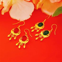 japanese and korean fashion imitation jade marrow womens ancient fascia gold dream catching net earrings ear love Jewellery