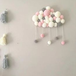 Cute Hairball Home Hanging Ornaments Cloud Baby Bedroom Decoration Kids Room Decor Baby Pography Props Baby Bedding Set 240408