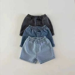 Shorts 2023 Summer New Baby Denim Solid Infant Boys Girls Pocket Jeans Toddler Casual Pants Fashion Clothes H240423