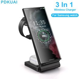 Chargers Wireless Charging Station for Samsung S22 S21 S20 Note 20 10 Z Flip Fold 4 Buds 3 in 1 Charger For Galaxy Watch 5/4 Pro Active 2