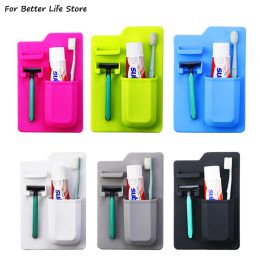 Heads 1Pcs 6 Colour Silicone Wallmounted Toothbrush Holder Razor Bathroom Accessories Storage Box Suction Cup No Glue Required