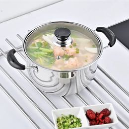 1pcs Stainless Steel Double Bottom Pot Soup Nonmagnetic Cooking Multipurpose Cookware Nonstick Pan 240415