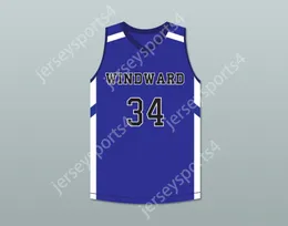 CUSTOM ANY Name Number Mens Youth/Kids SHAREEF O'NEAL 34 WINDWARD SCHOOL WILDCATS BLUE BASKETBALL JERSEY 2TEAM Stitched S-6XL