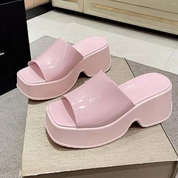 Slippers Thong Toe Sandals Women'S Spring/Summer Thick Bottom Matsuke Casual One Line Square Head Colored Cool Women S