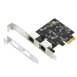 Computer Cables PCIE Gigabit Network Card Adapter With 2 Ports 2500Mbps 2.5Gb RTL8125B Ethernet RJ45 LAN Controller