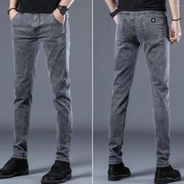 Men's Pants Men Long Stylish Slim Fit Stretchy With Pockets Korean Style Ankle Length Trousers For Streetwear Daily Wear