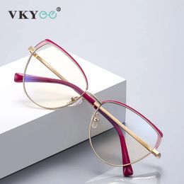 VICKY Fashion Design Reading Glasses Women Pink Optical Frame Customised Prescription Anti-blue Light Computer Eyeglasses 3105 240416