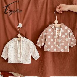 Coats Engepapa 2022 Spring Autumn Baby Love Dot Printing Coat Sun Proof Cardigan Long Sleeves Thin Hoodie Baby Boy Girl Coat Clothes