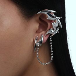 Earrings Vintage Punk Silver Colour Metal Dart Ear Clip Earrings for Women Men Trendy Irregular Tassel OnePiece Ear Clip Jewellery Boucle