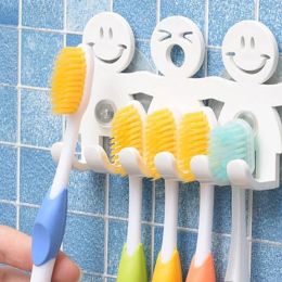 Heads 1Pc Toothbrush Holder Wall Mounted Suction Cup 5 Position Cute Cartoon Smile Bathroom Sets Bathroom Accessories