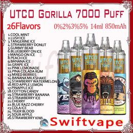 Original UTCO Gorilla 7000 Puffs Disposable Vape 26 Flavors 14ml Prefilled Device 850mAh Type-C Rechargeable Battery 1.0 MESH Coil 7K E Cigarettes