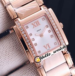 New TWENTY4 491011R011 Roman Mark White Dial Swiss Quartz Womens Watch Diamond Bezel Rose Gold Bracelet Luxury Lday Watches Hel1038412