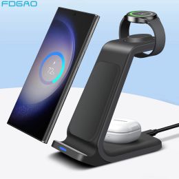 Chargers Wireless Charger 3 in 1 Fast Charging Dock Station for Samsung S23 S22 Multiple Devices Stand for Galaxy Watch 6 5 4 Buds 2 Pro