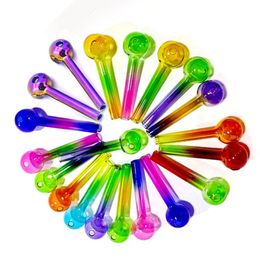 50pcs New Arrived Glass Smoke Pipes Colourful Glassoil Burner Bong Smoking Accessories Hot Sale Cigarette Cigar Dry Herb Glass Pipes