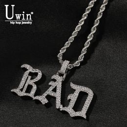 Necklaces UWIN Custom Vintage Old English Letters Necklace DIY Name Pendant Personalised Initial Letter CZ Tennis Chain HipHop Jewellery