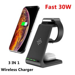 Chargers 30W 3 in 1 Wireless Charger Stand Fast Charging Dock Station for iPhone 13 12 11 X XR For Apple Watch 6 7 SE iWatch Airpods Pro