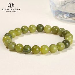 Strands JD Natural Stone Canada Green Jades Beaded Bracelets Women Emerald Agate Vintage Strand Bangles Female Wristband Summer Gifts