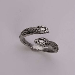 Trendy Open Double Headed Snake Alloy Ring _ Zhuangsulu Jewellery