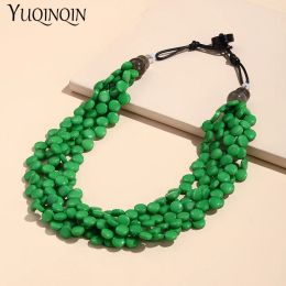 Necklaces Trendy Colourful Resin Beads Short Necklaces for Women Summer Bohemian Layered Big Pendant Necklaces Vintage Hot Fashion Jewellery