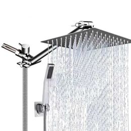 Bathroom Shower Sets 8-inch bathroom shower system deluxe rain shower set stainless steel wall mounted shower faucet set with manual shower faucet T240422