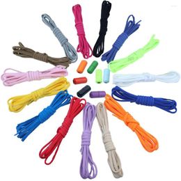 Shoe Parts Oval Elastic Shoelaces Rubber Semi-circular Lazy Laces With Metal Lock Various Colours 100cm