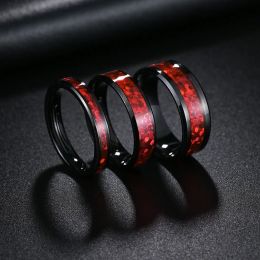 Bands Fashion 4/6/8mm Black Tungsten Wedding Rings Inlay Imitation Red Opal Stainless Steel Rings For Men Women Wedding Band Jewellery