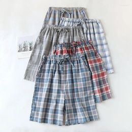 Men's Sleepwear 2024 Summer Men Cotton Home Sleep Bottoms Male Shorts Board Casual Plaid Pajama Half Pants Swimming