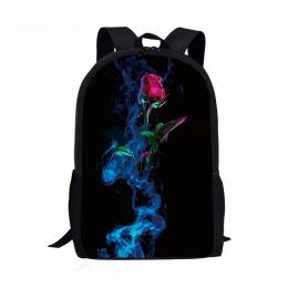 Bags Retro Ice Fire Rose Printed Backpacks Boys Grils Schoolbag Middle School Students Light Daypacks Unisex Teenagers Casual Bagpack