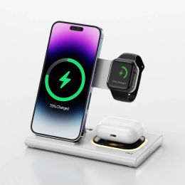 Chargers 3 in 1 Wireless Charger Stand For iPhone Apple Watch Magnetic Charging Stand For iPhone 14 13 12 11 Fast Charging Dock Station