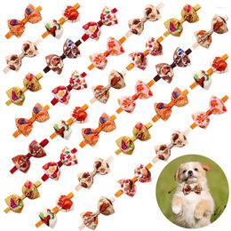 Dog Apparel 10pc Thanksgiving Bow Tie Fall Hair Accessories Pet Cat Bowties Small Bows Supplies