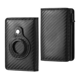 Holders RFID Luxury Leather Card Bag Carbon Fiber Airtag Wallet Business ID Credit Card Holder With Apple Airtags Case Antilost Purse