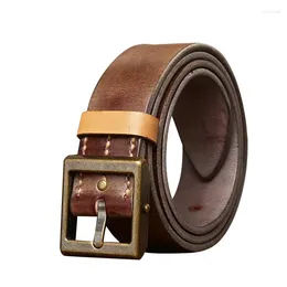 Belts Pure Cowhide 3.9cm Wide Male Handmade Heavy-duty Washed Distressed Thickened Genuine Leather Jeans Belt For Men Gift