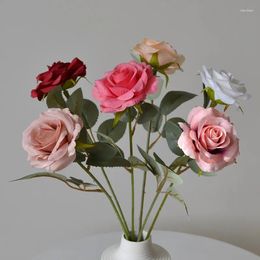 Decorative Flowers Artificial Flower Rose 8CM Head Home Fake Flore Decoration Party Wedding Birthday Christmas Diy Wreath Bulk