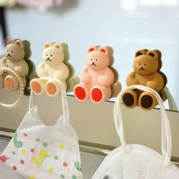 Heads MultiFunctional Cartoon Bear Silicone Toothbrush Holder Cute WallMounted Suction Cup Storage Hook Bathroom Accessories