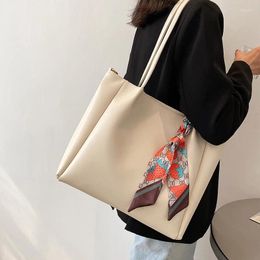 Shoulder Bags Women' S Bag Large Capacity Black PU Silk Scarf Decoration BagsGirl Female College Students In Class Crossbody Handbag