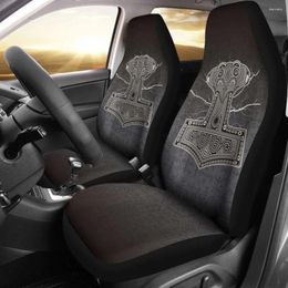 Car Seat Covers Mjollnir Of Odin In Viking Style Pack 2 Universal Front Protective Cover