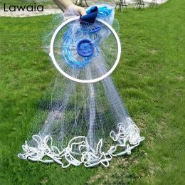 Accessories Lawaia Nylon Fishing Net Transparent Fishing Line Casting Network with Steel Pendant Aluminum Ring Carp Fishing Equipment