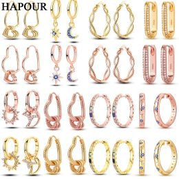 Earrings Hoop Earring 925 Silver Rose Gold Yellow Pendientes For Woman Golden Earring Fashion Jewellery