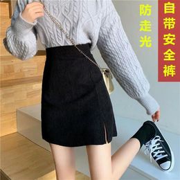 Skirts Corduroy Skirt For Women A- Line High Waist Cover Design Sense Niche Young Slimming Versatile Small Black Dress