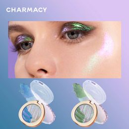 CHARMACY Duochrome Glitter Highlighter Powder 3D Contour Shiny Fairy Illuminate High Light Longlasting Easy to Wear Face Makeup 240409