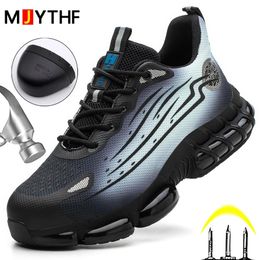 Men Air Cushion Sport Safety Shoes Fashion Work Boots Anti-smash Anti-puncture Indestructible Shoes Lightweight Protective Shoes 240422